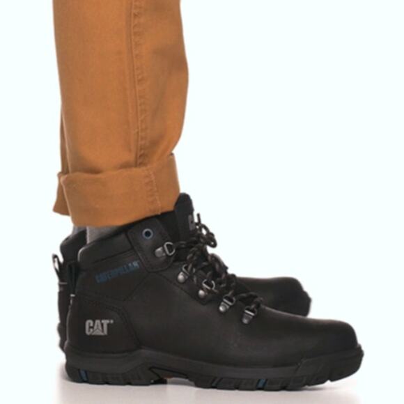 CAT Womens 6 Black Leather Mae 6" Work Boots Lace Up Waterproof Steel Toe LE2-8 - Picture 1 of 12